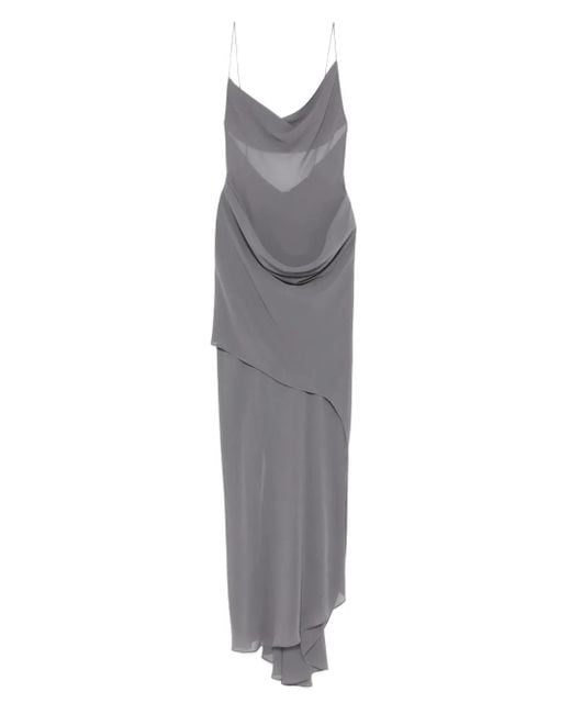 Christopher Esber Gray Cowl-Neck Draped Dress