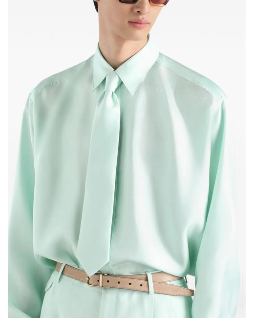 Dolce & Gabbana Green Silk Twill Shirt for men