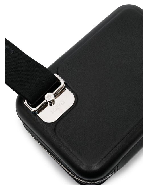 Loewe Black Logo-embossed Leather Belt Bag for men