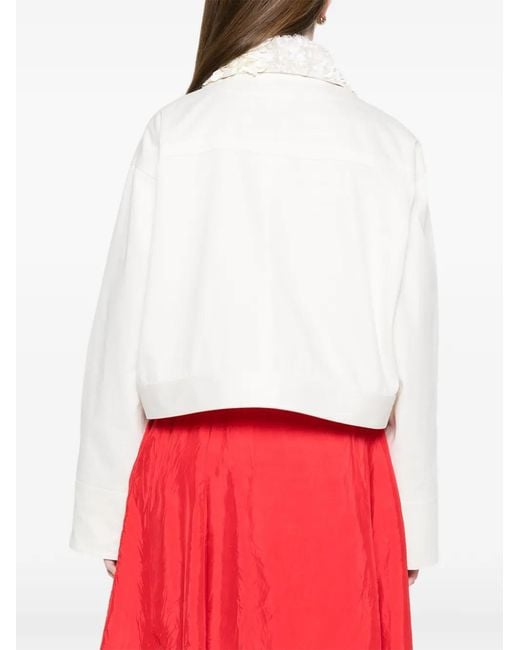 Plan C White Floral Collar Jacket