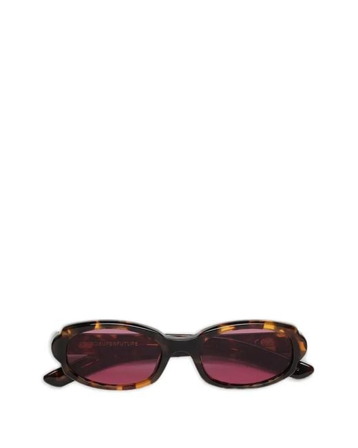 Retrosuperfuture Purple Esatto Tortoiseshell-Effect Oval-Frame Sunglasses