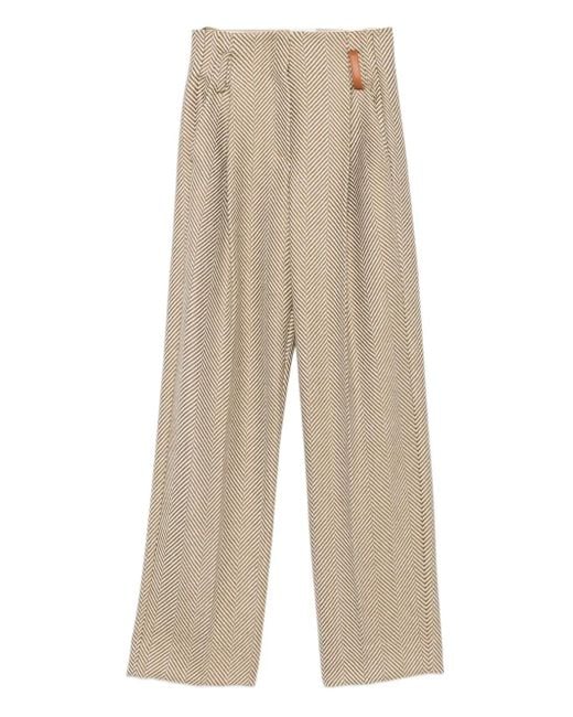 Forte_forte Natural Herringbone Pleated Trousers