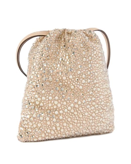 Pinko Natural Crystal-Embellished Drawstring Clutch