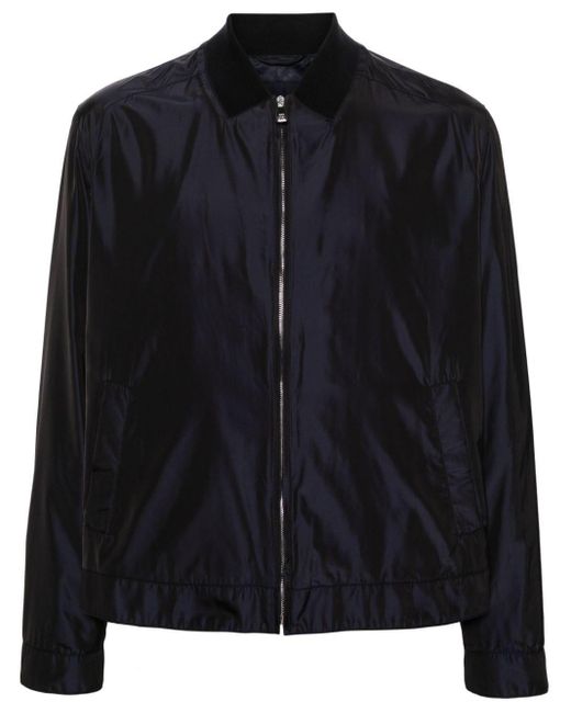 Zip-up satin bomber jacket Corneliani pour homme en coloris Black