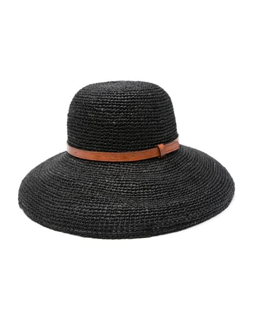 IBELIV Black Rova Raffia Hat