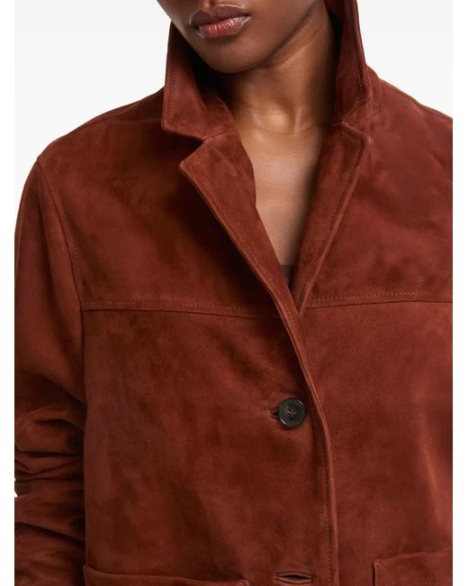 Yves Salomon Brown Button Suede Jacket