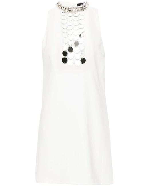 Vestido corto con discos espejados Amen de color White