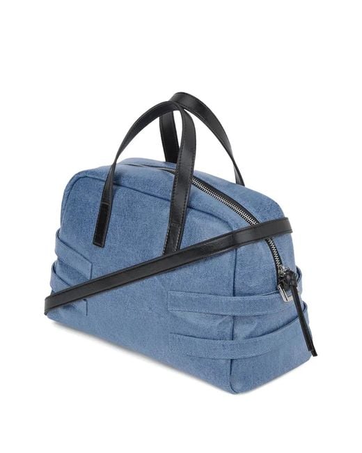 Karl Lagerfeld Blue Buckle Denim Bowling Bag