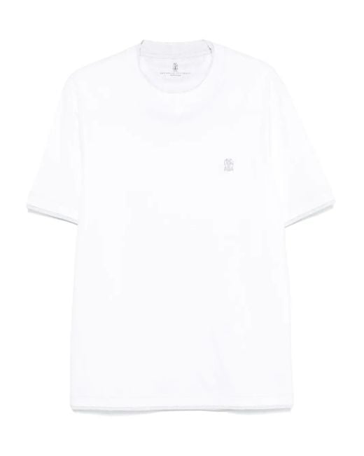 Brunello Cucinelli T-Shirt With Faux-Layering in White for