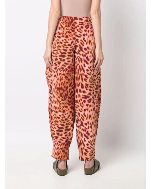 Stella McCartney Red Leopard-Print Front Tied Trousers