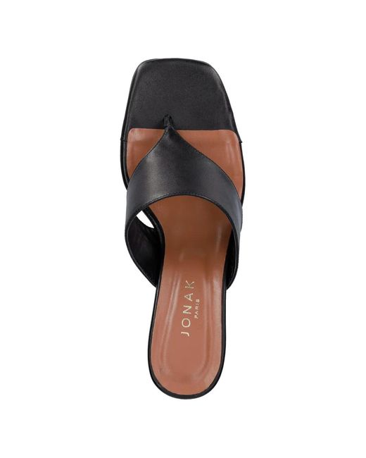 JONAK PARIS White Thong-Strap Square-Toe Sandals