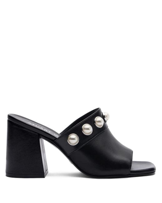 Stuart Weitzman Black 85Mm Portia Pearl-Embellished Sandals
