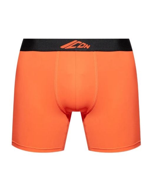 DSquared² Orange Icon-Logo Waistband Boxers for men