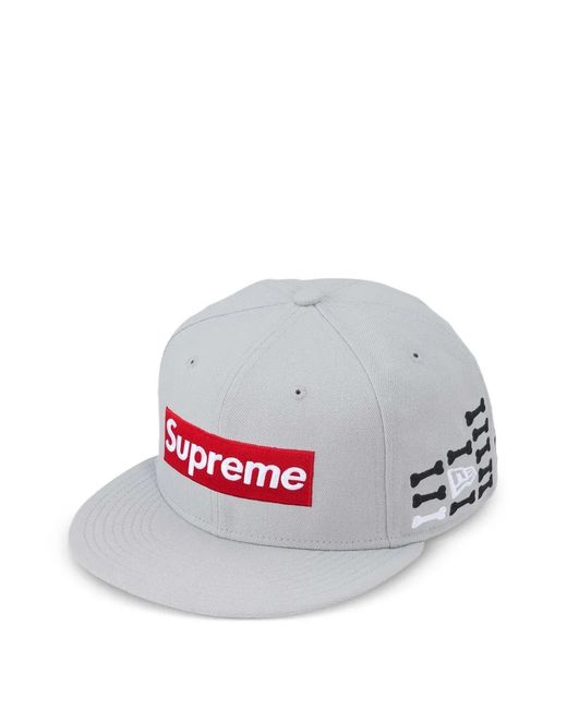 Supreme Gray X New Era Bones Box Logo Cap