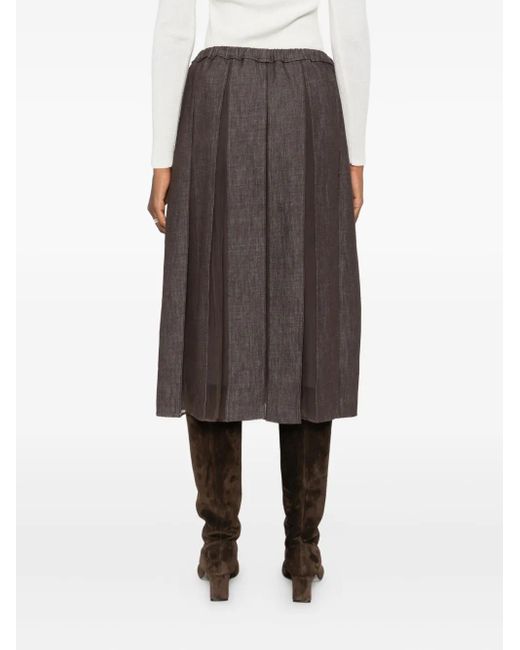 Brunello Cucinelli プリーツパネル スカート Gray