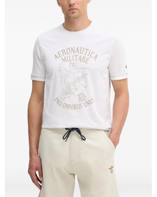 Aeronautica Militare White Graphic-Print T-Shirt for men