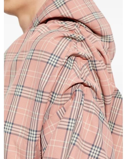 PDF Pink Hooded Check Jacket for men