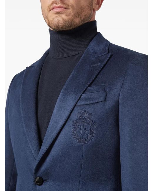 Billionaire Blue Crest-Embroidered Blazer for men