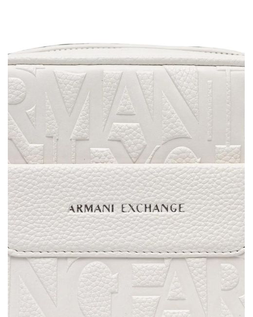 ARMANI EXCHANGE White Logo-Embossed Crossbody Bag