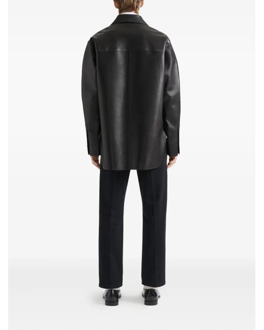 Givenchy Black Leather Shirt Jacket for men