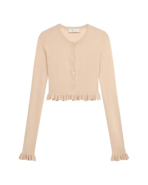 Blumarine White Ruffled Cardigan