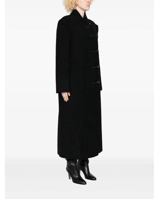 Rohe Black Band-Collar Toggle Coat