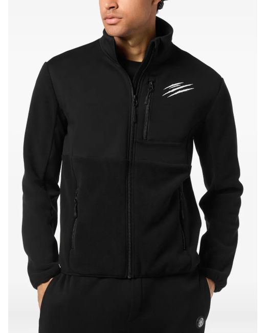 Philipp Plein Black Panelled Scratch-Detail Jacket for men