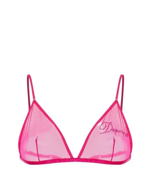DSquared² Pink Logo Embroidery Bra