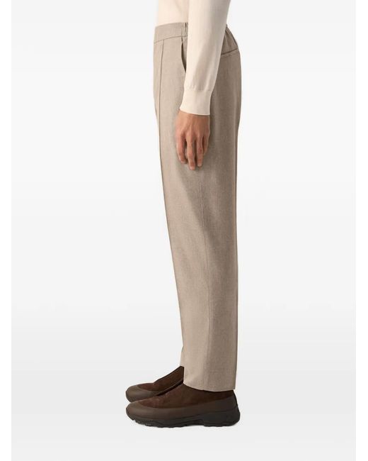 Zegna Natural Light Taupe Mélange Wool Silk And Cashmere Pants for men