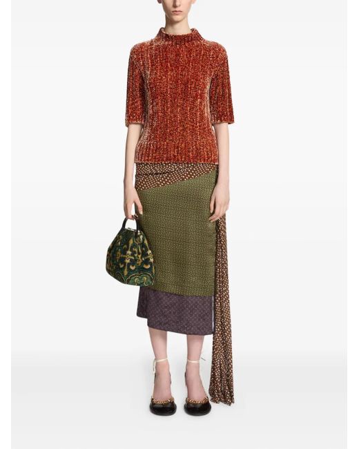 Dries Van Noten Red Short-Sleeved Ribbed Sweater