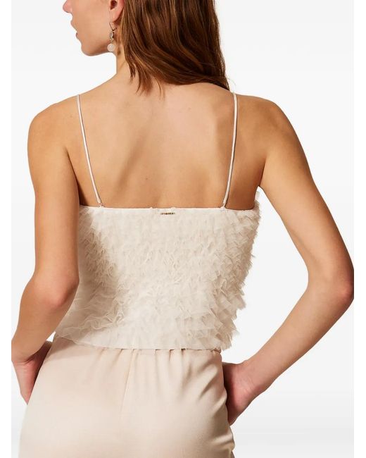 Twinset White Tulle Ruffled Top