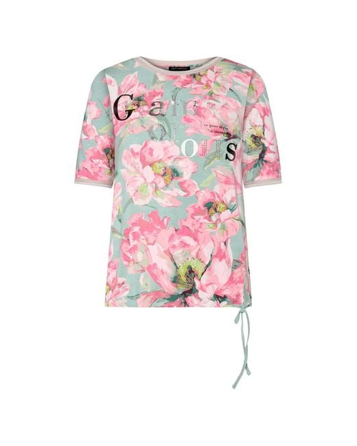 Betty Barclay Pink Floral-Print Drawstring-Hem T-Shirt