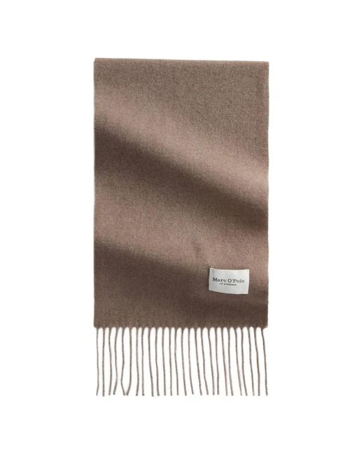 Marc O' Polo Brown Fringed Wool Scarf