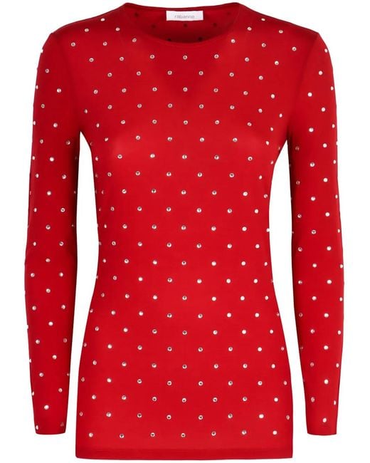 Rabanne Red Crystal-Embellished T-Shirt