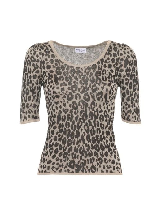 Marella Gray Leopard-Print T-Shirt