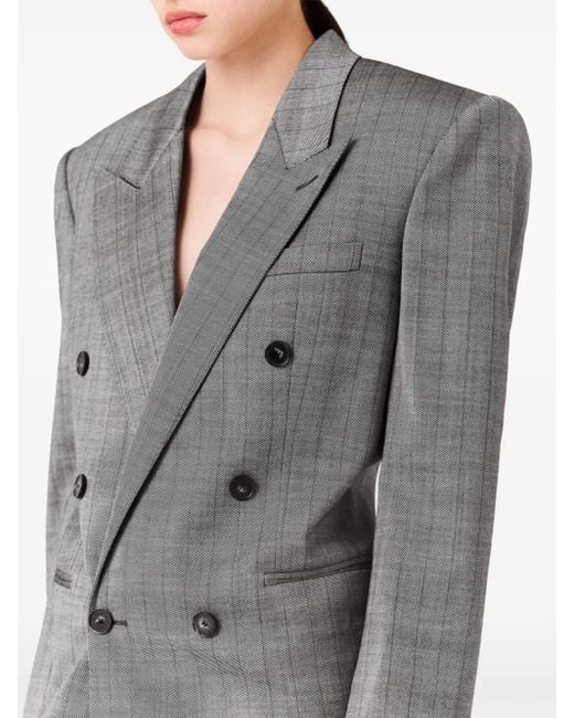 Stella McCartney Gray Pinstripe Double-Breasted Coat