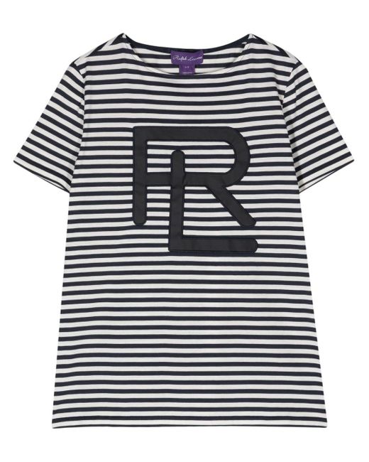 Ralph Lauren Collection Blue Striped Cotton T-shirt