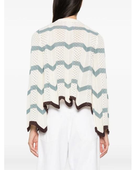LaDoubleJ White Chevron-Knit Scalloped-Edge Knit