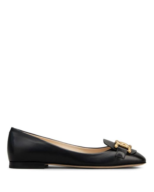 Tod's Black Leather Ballerina With Accessory