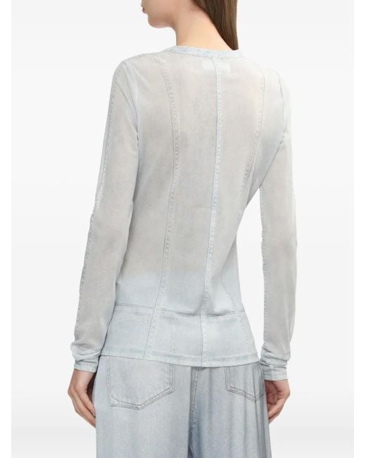 Rag & Bone White Seamed-Detail Long-Sleeve Top