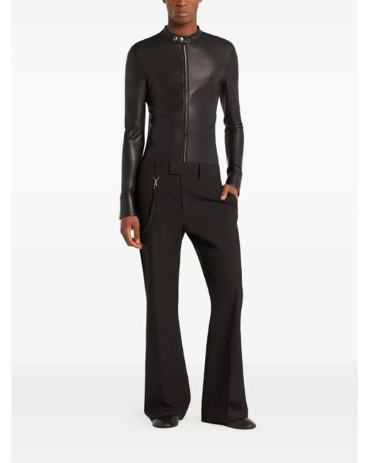 Courreges Black Zip-Up Biker Jacket for men