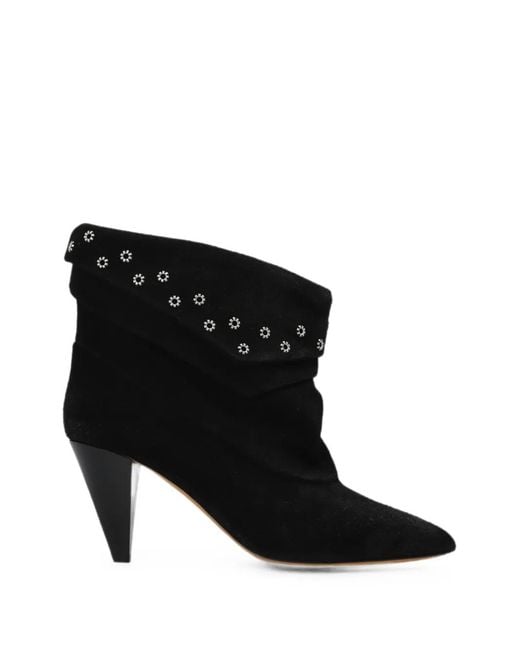 Isabel Marant Black Lyone Stud-Embellished Ankle Boots