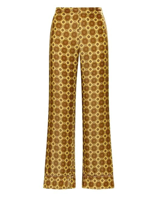 Maliparmi Fluwelen Broek Met Patroon in het Yellow