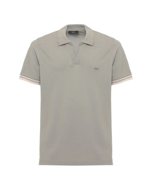 Fay Gray Logo-Embroidered Striped-Trim Polo Shirt for men