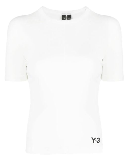 Y-3 White Logo Print Organic Cotton T-shirt - Women's - Organic Cotton