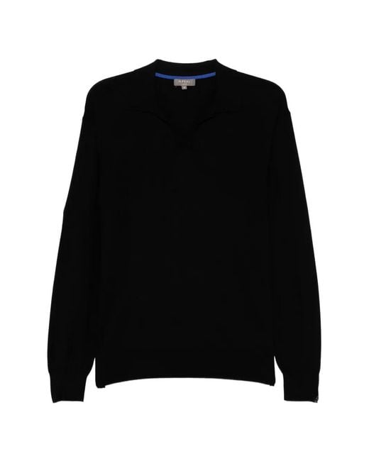 N.Peal Cashmere Men's Black Padstow Polo Top