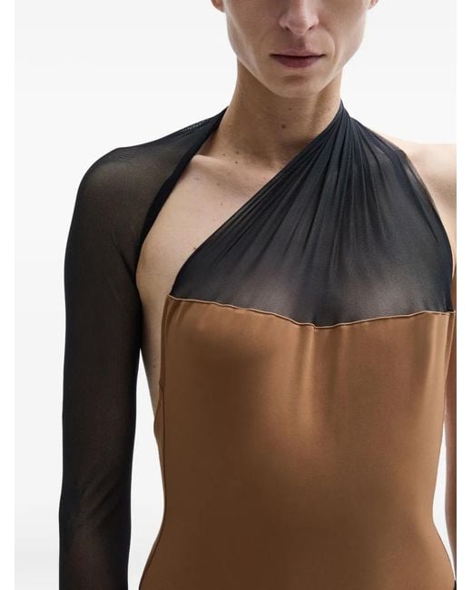 Atu Body Couture Black One-Shoulder Draped Bodysuit