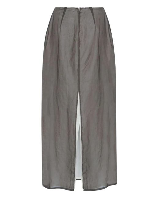 The Row Gray Zaira Front-Slit Maxi Skirt