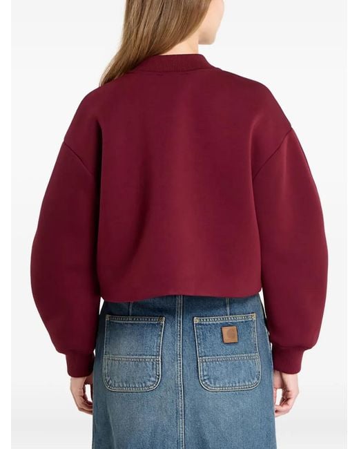Calvin Klein Red Logo-Detail Balloon-Sleeve Bomber Jacket