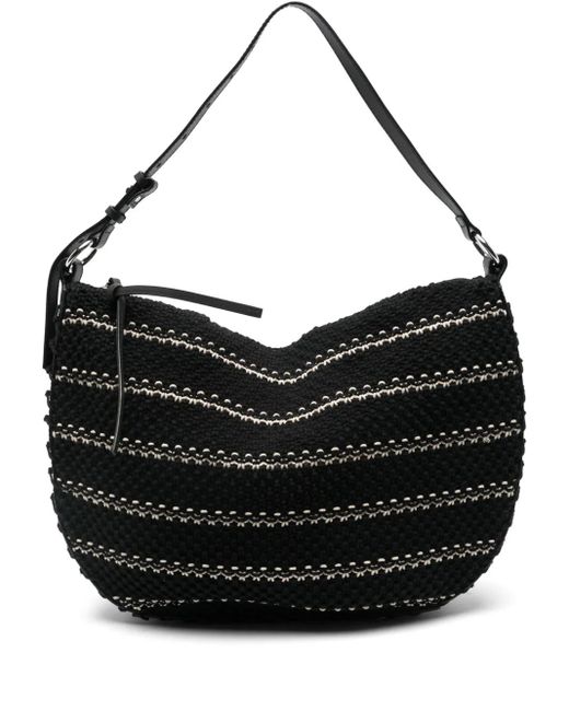 Ba&sh Black Schultertasche mit Lederbesatz